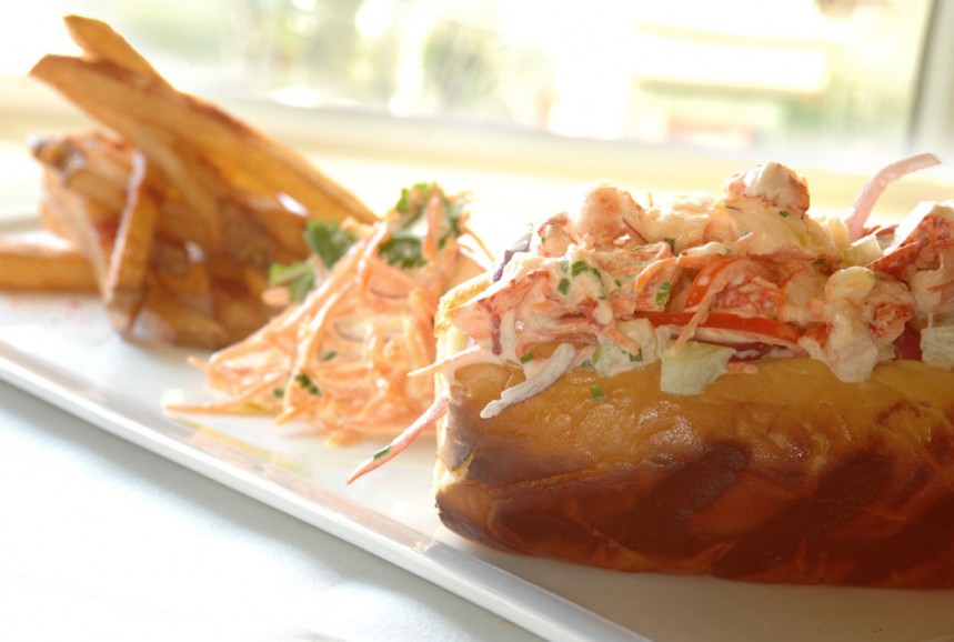 Lobster roll with french fries, a North Fork seasonal specialty